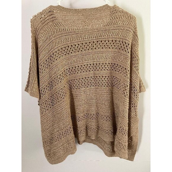 J Jill Sweater One Size Small to Large Brown Open Stitch Knit Pullover Poncho - Picture 4 of 7